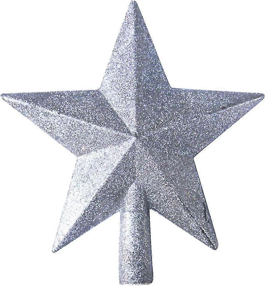10pcs Christmas tree top ornaments Silver Christmas tree top star Christmas tree top three-dimensional pentagram