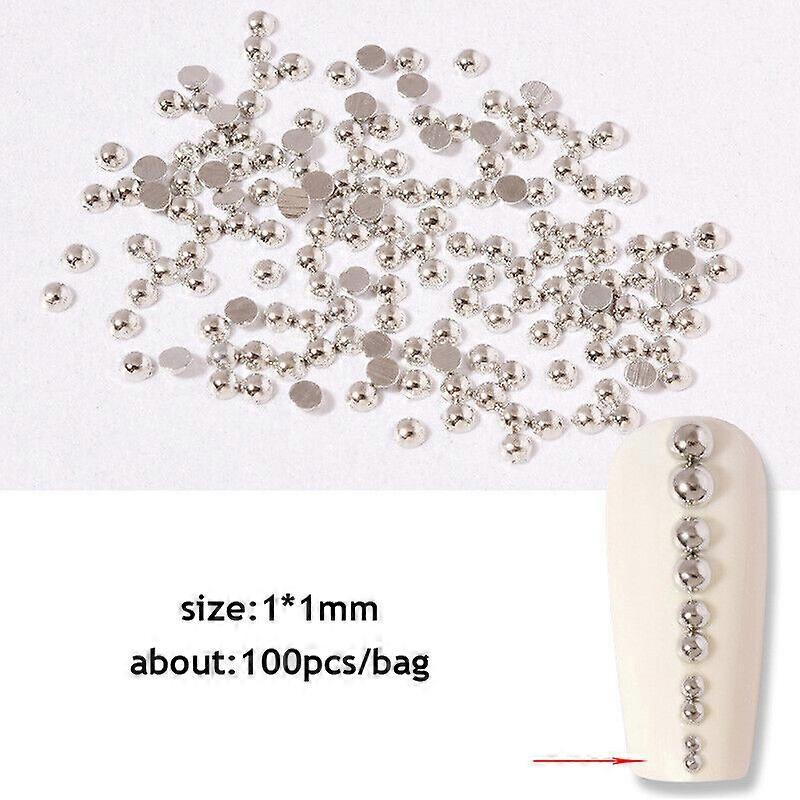 Manicure Art Solid Semicircle Metal Studs Metallic Beads 3D Nail Rivet 100PCS