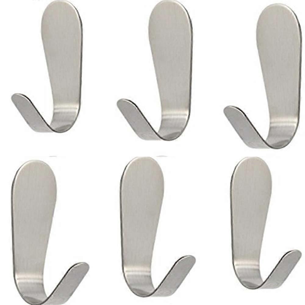 Self Adhesive Hooks - Heavy Duty Sticky Wall Hooks - Waterproof Coat Hooks for Keys, Robes, Towels - (6 Packs)