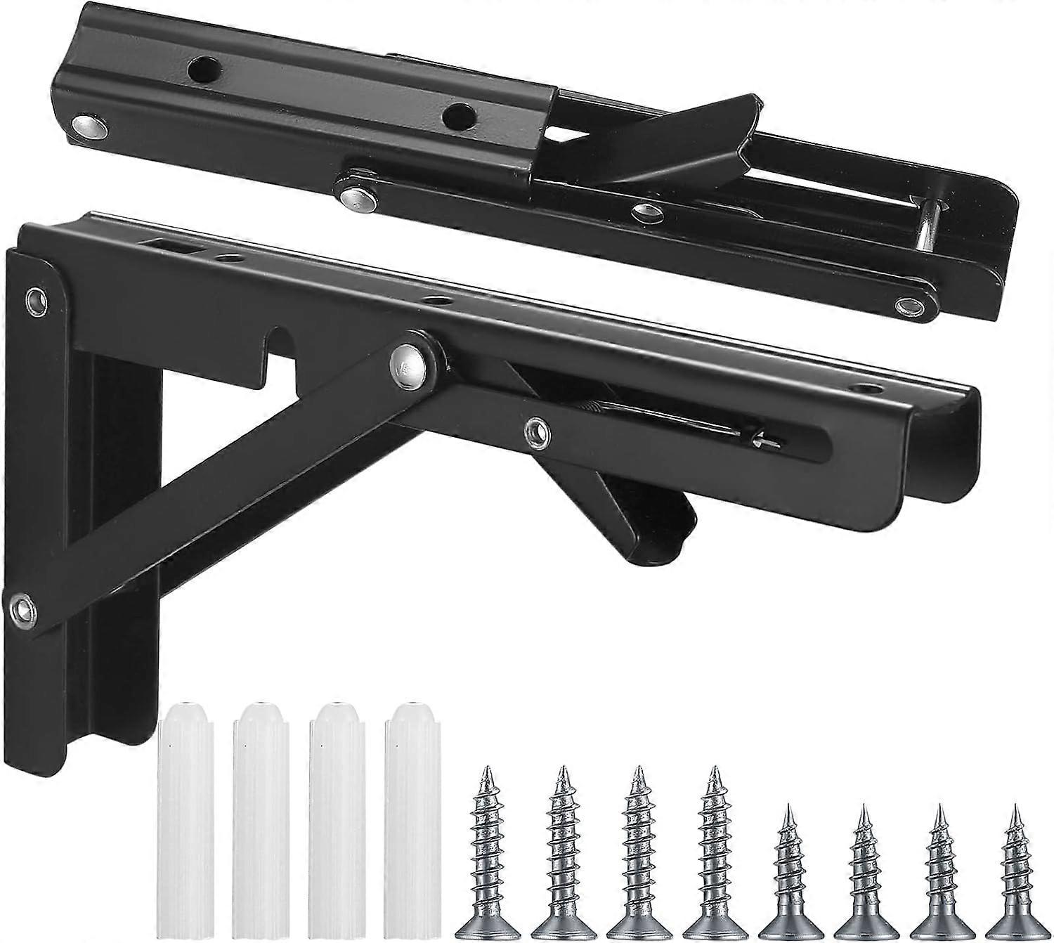 2 Piece Folding Shelf Bracket, 8" (Approx. 20.3cm) Heavy Duty Floating Tripod Bracket, Folding Shelf Bracket, Wall Mounted L Table Hinged Bracket for