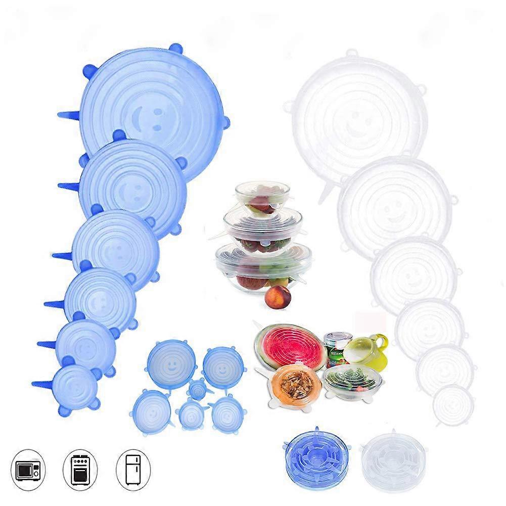 Silicone Stretch Lids 6pcs Set - Durable Reusable Bowl Covers for Fresh Food Leftovers