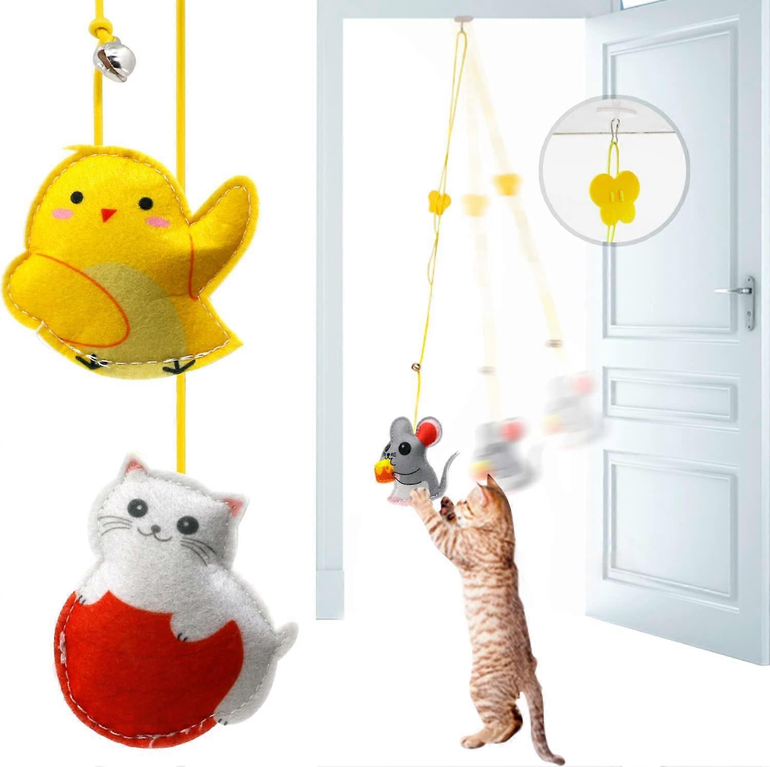 Retractable hanging swing cat toy Felt mouse interactive cat teasing toy (A)