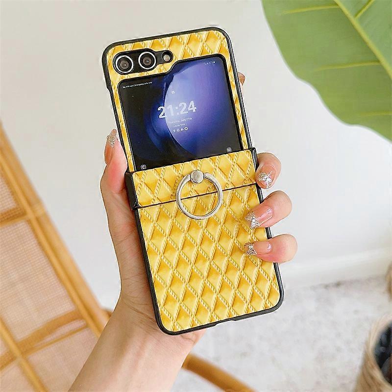 For Samsung z flip 6 phone case, diamond pattern case, with ring and hinge protection, PC material fall resistant