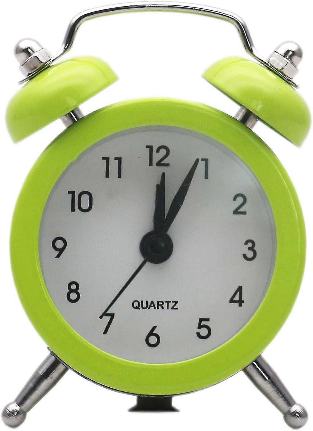 Mini alarm clock cute cartoon round portable metal clock