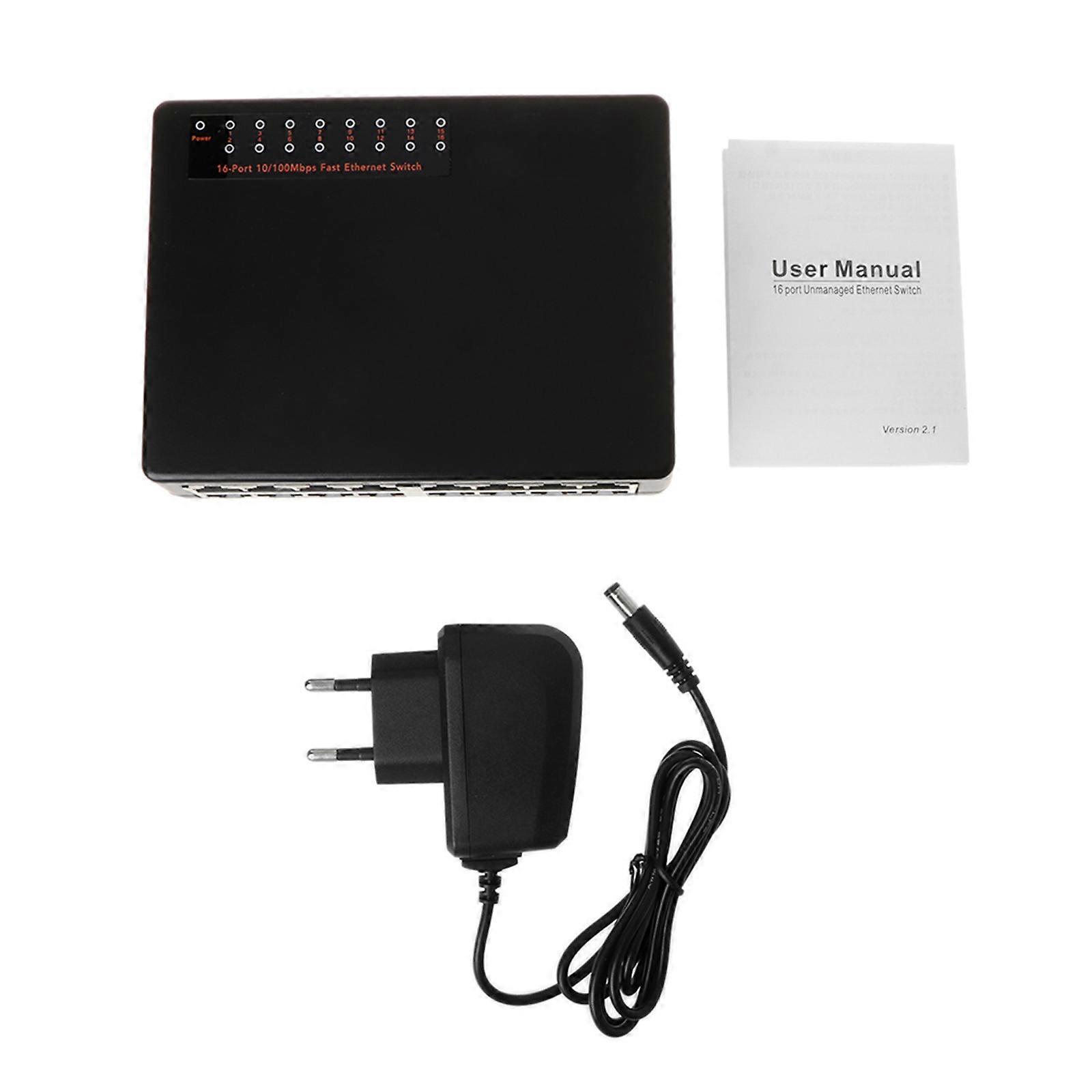 16-Port 10/100Mbps Ethernet Network Switch HUB Desktop Mini Fast LAN Switcher