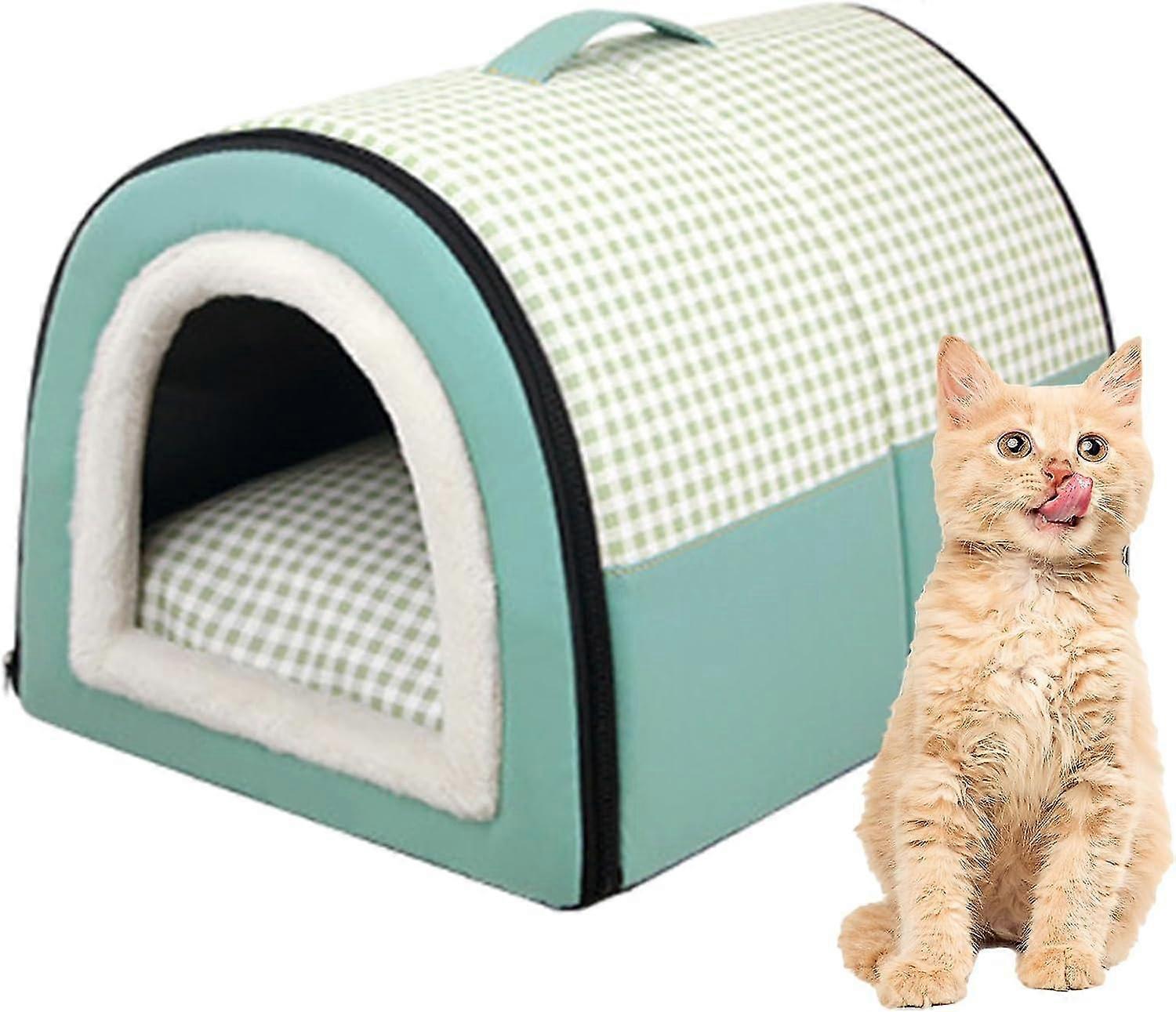 Cuccia per gatti all'aperto per l'inverno, Grotta per gatti isolata Letto per gatti impermeabile con cuscino Tenda per letto per animali domestici per piccoli animali domestici