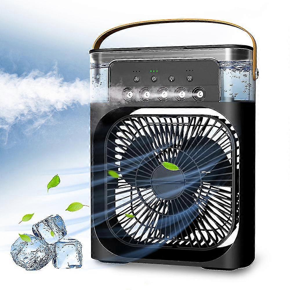 Portable Desk Misting Fan, 3 Speeds Humidifier Misting Fan, Cool And Moist Ice Air Cooler, Personal Table Cooling Fan with Water Spray and Colorful Li