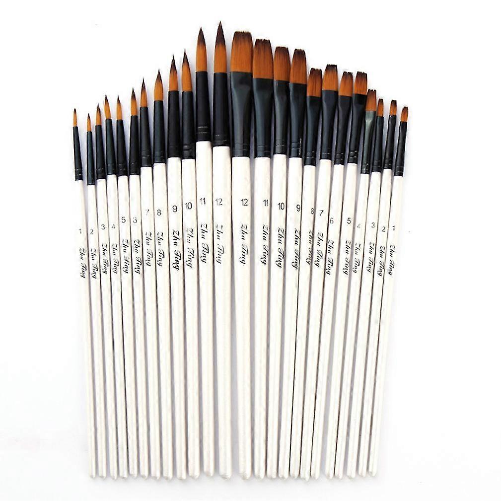 24pcs Vinyl Brush Set 12 Tip Brushes 12 Flat Brushes for Artists