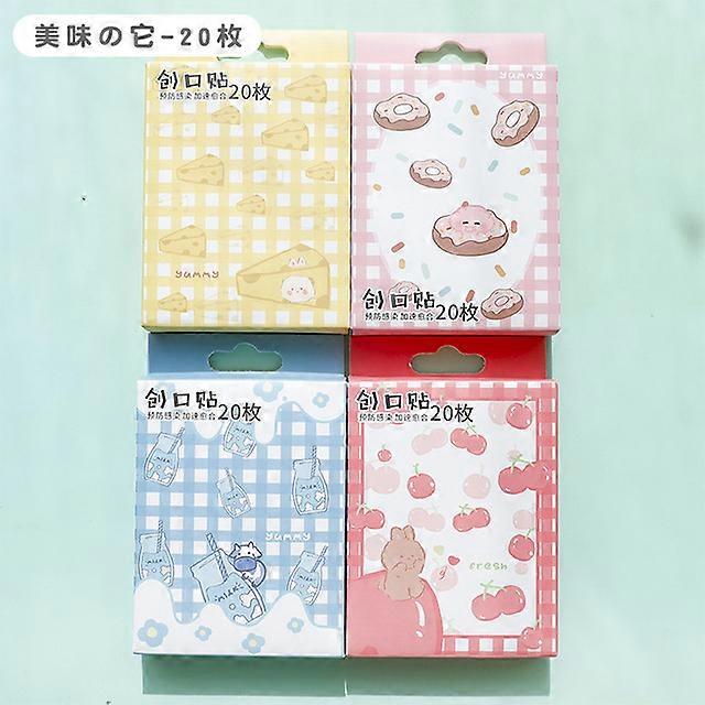 0 Lot de 20 pansements adhésifs incurvés à motifs de dessins animés mignons bandes imperméables pour