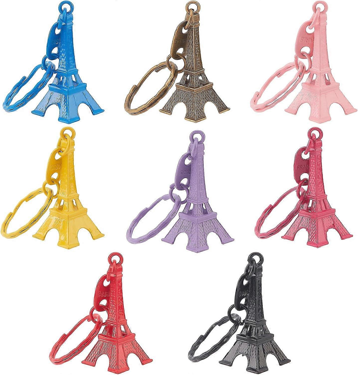 30 Pcs (Random Colors) Alloy Eiffel Tower Key Ring Accessory Split Keyring French Souvenir Eiffel Tower Pendant Key Ring, 49 x 22mm (4.8 x 2cm).