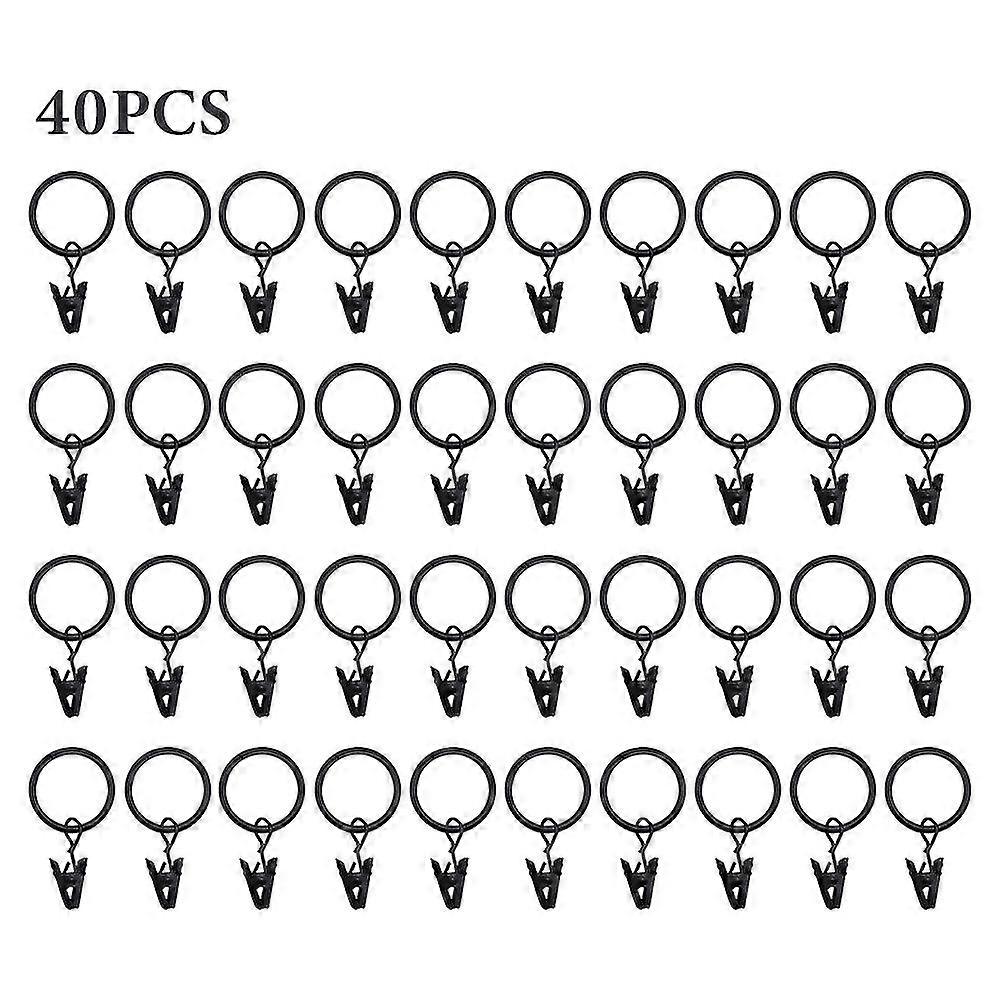 40pcs Easy Install Black Heavy Duty Drape Clip Hook avec œillets Anneau de rideau