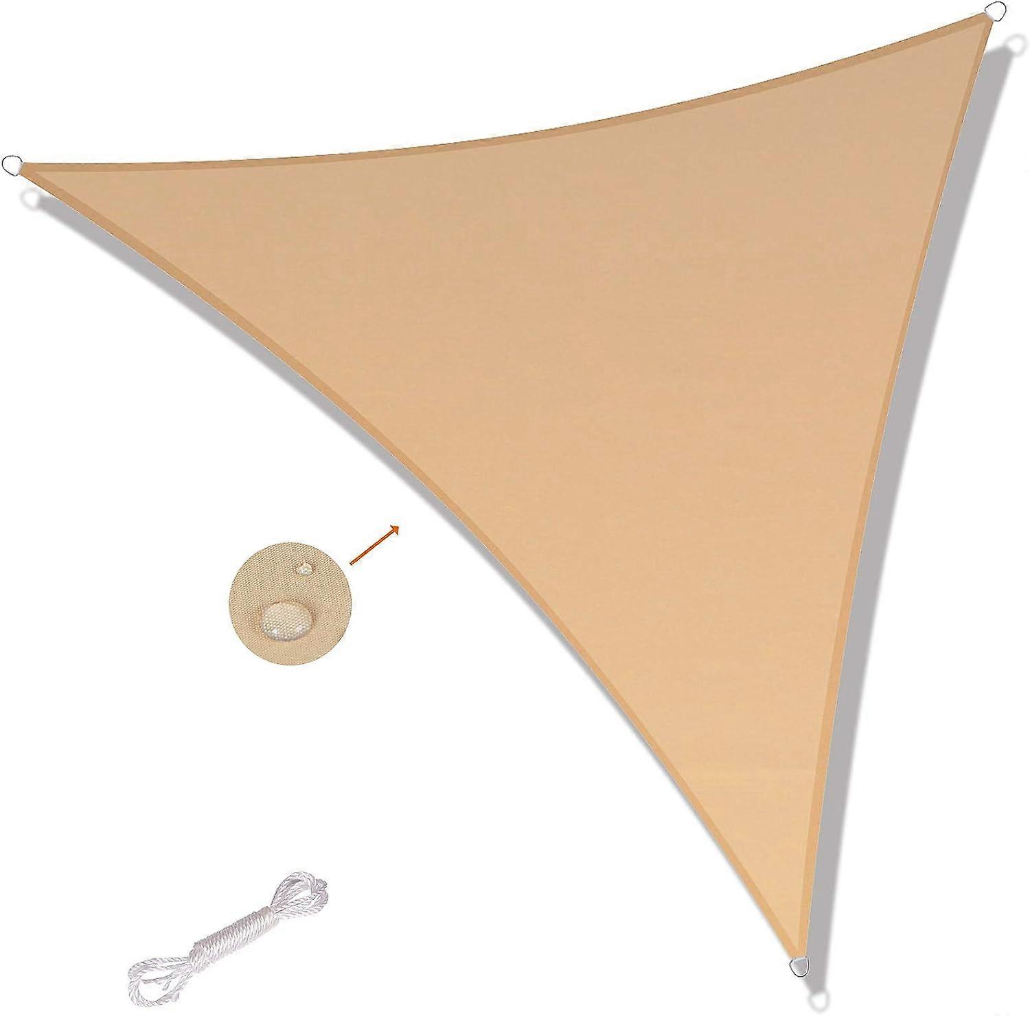 3.6x3.6x3.6m Triangle Shade Sail Waterproof and UV Resistant, Suitable for Garden Patio Balcony, Cream