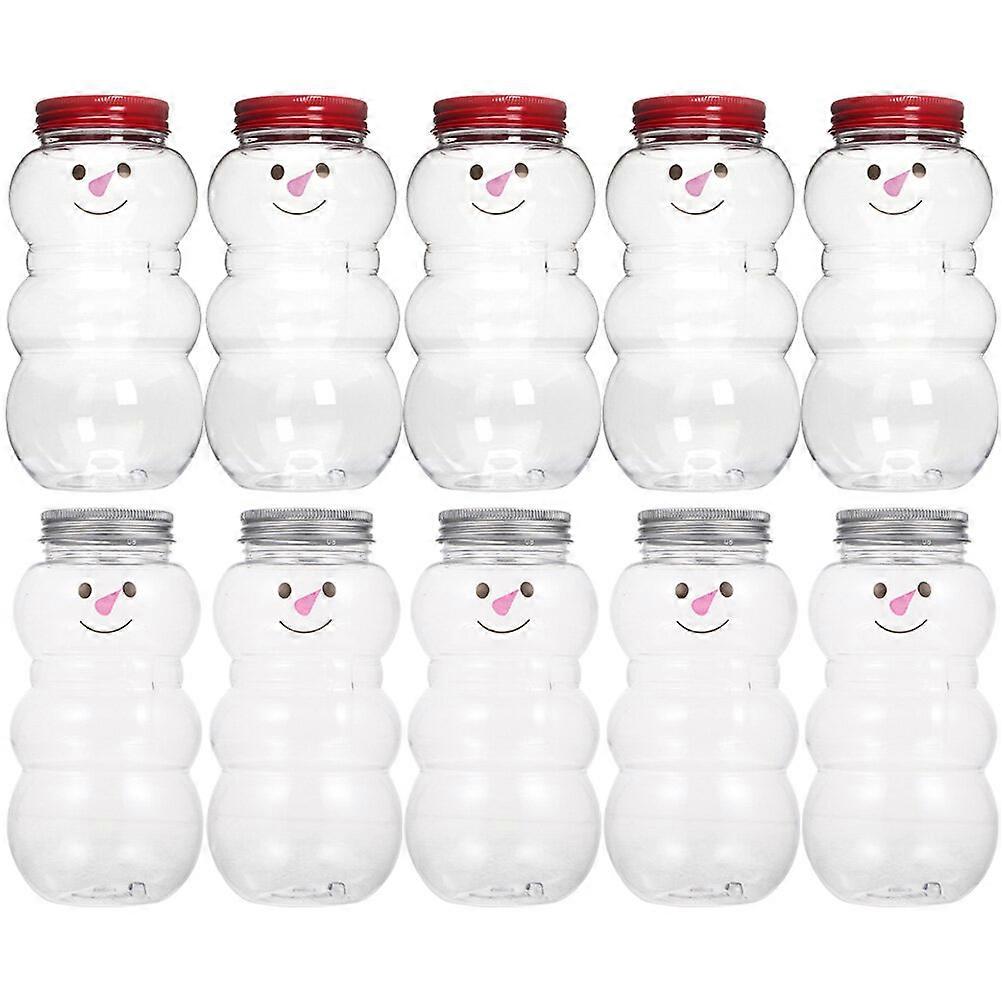 10 Pcs Candy Jars Lids Snowman Decorations Beverage Containers Reusable Bottle Smoothie Bottles Reusable
