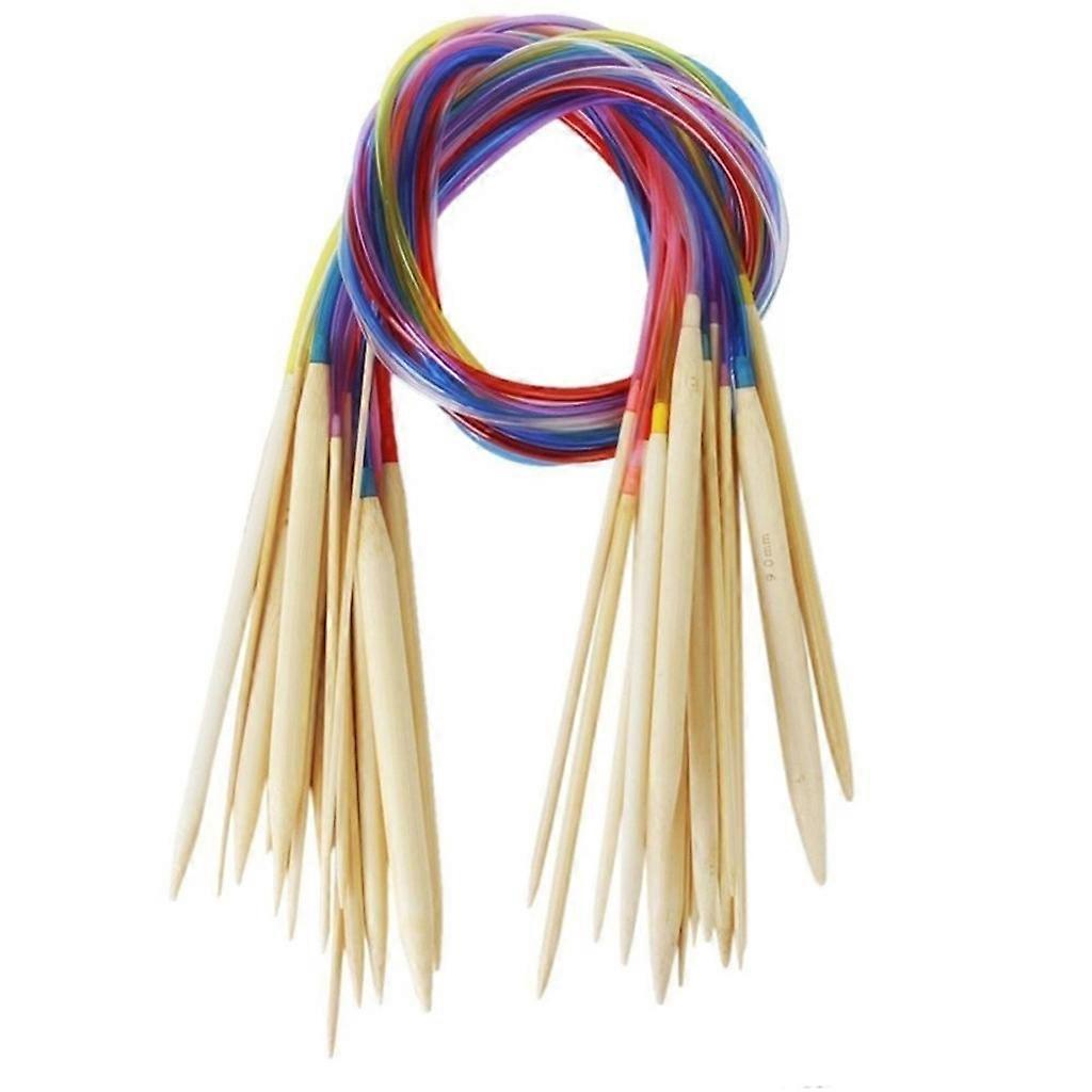 18 Sizes Circular Bamboo Knitting Needles Crochet Hooks Set With Colored Tube 2m