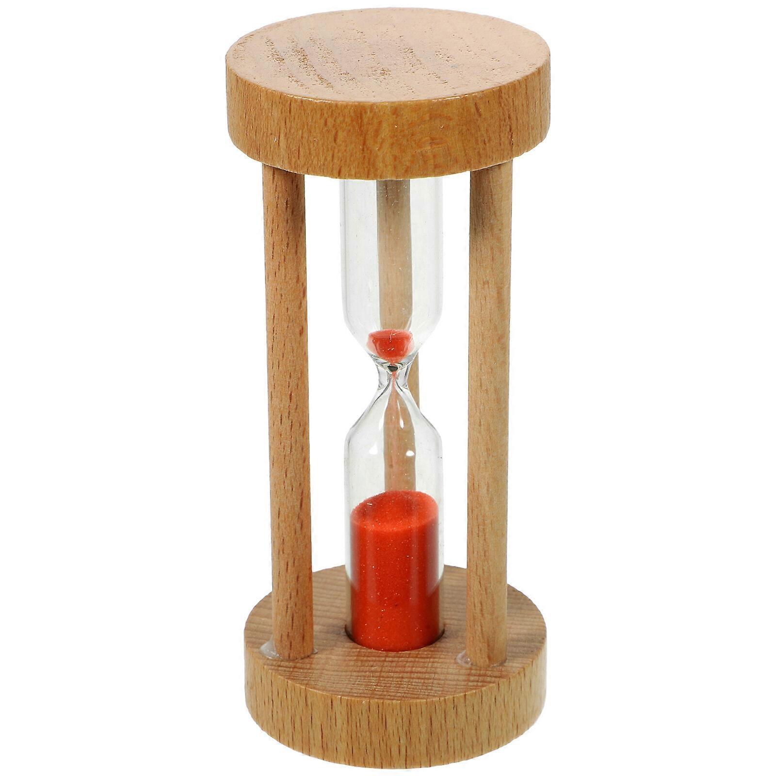 3 Min Wooden Sandglass Hourglass Red Sand Timer Clock Table Desktop Decoration