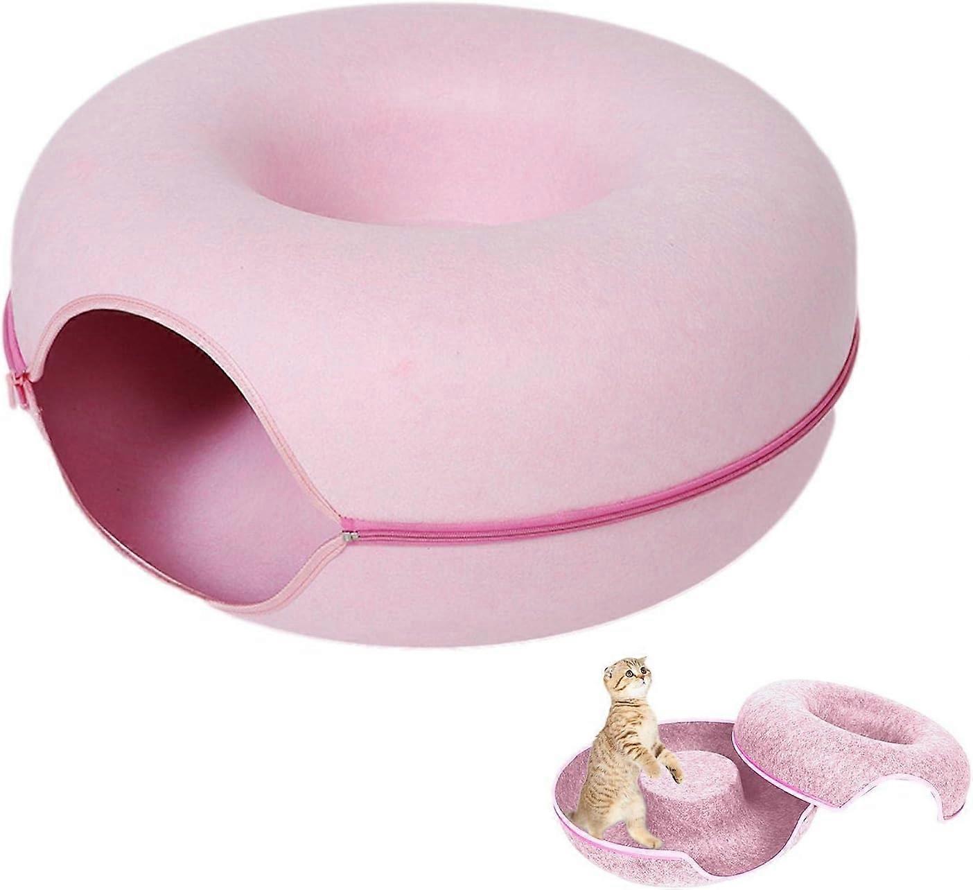 Cat bed, cat cave & houses cat basket for sleeping L-50cm, removable and washable cat tunnel 1 toy can be used for cats cat toy, cat tunnel felt donut