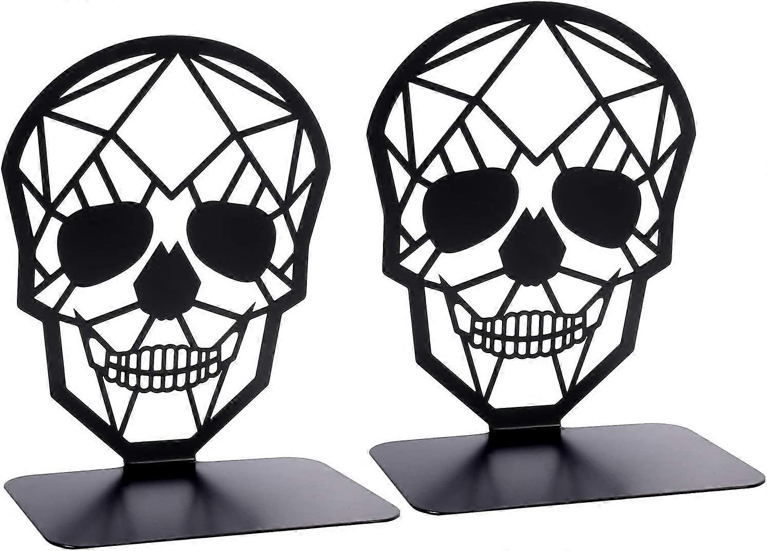 Metal Skull Design Black Bookend (1 Pair)
