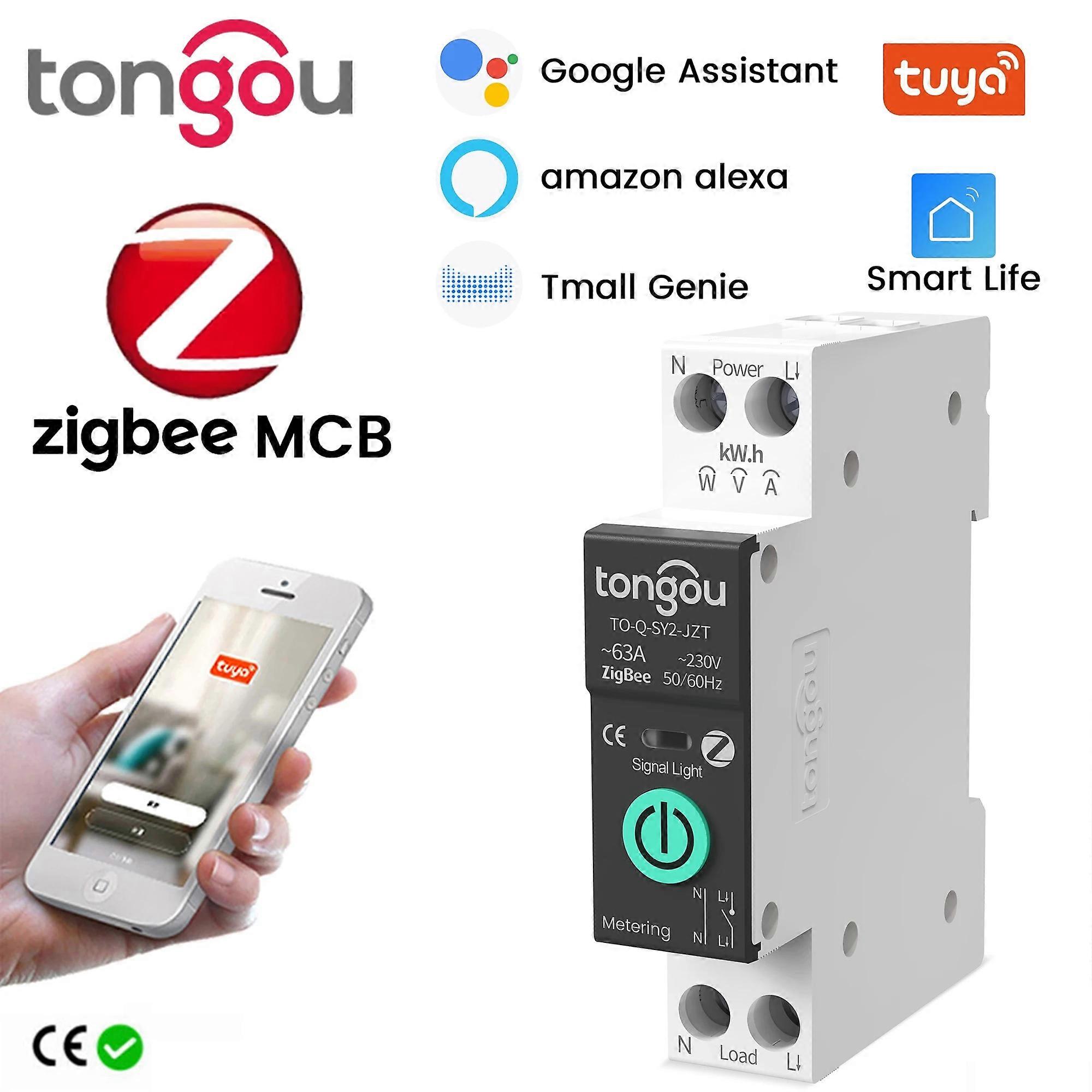 TUYA ZigBee Smart MCB Circuit Breaker Power Metering & Wireless Remote Control (1-63A) for Overcurrent & Undervoltage Protection
