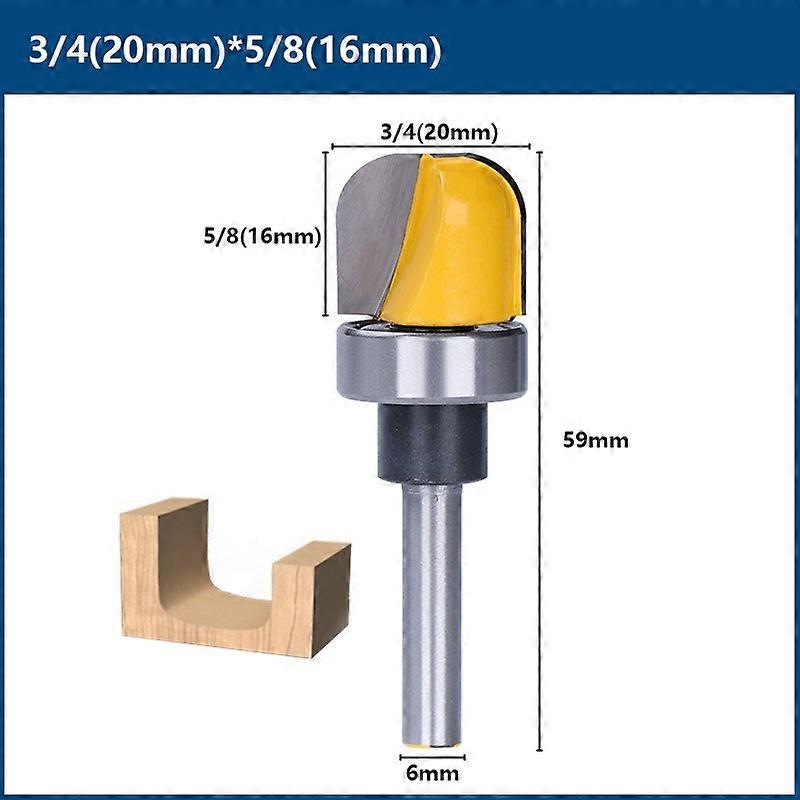 Wood Router Bit 6mm Shank 34-12 Diameter Bowl Tray Router Bit Round Nose Milling Cutter for Wood Cutting Tool