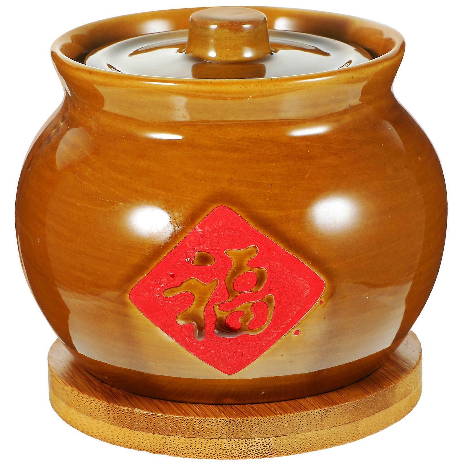 1 Set Retro Ceramic Stew Pot Practical Ceramic Stew Bowl Food Container