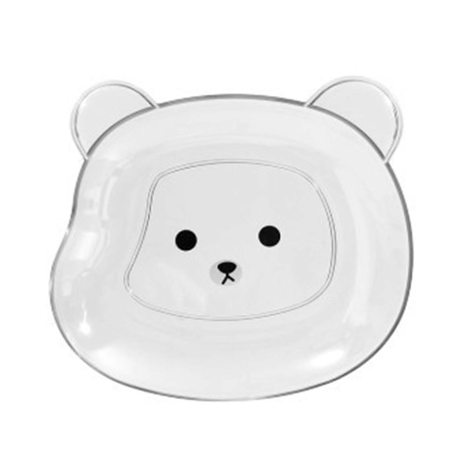 Snack Plate Cute Bear Pattern Easy to Clean Stackable Round Edges Multipurpose Plastic Space Saving Fruit Dish Kitchen Tableware