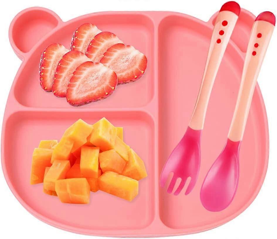 Single cupboard for baby silicone + spoon + strong fouchette solid suction non -slip Table set