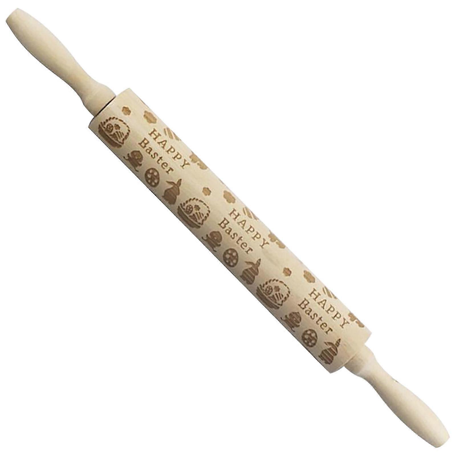 Various Patterns Of Rolling Pin Wooden Carved Cartoon Dough Stick