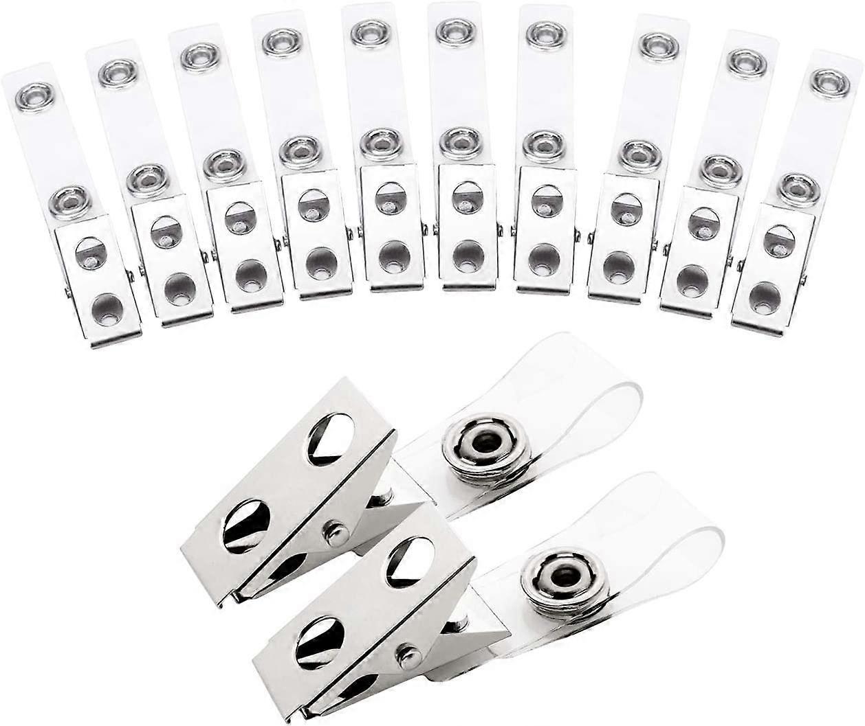 Clip per badge in metallo da 100 pezzi con cinghie in PVC trasparente per carte d'identità e titolari di badge