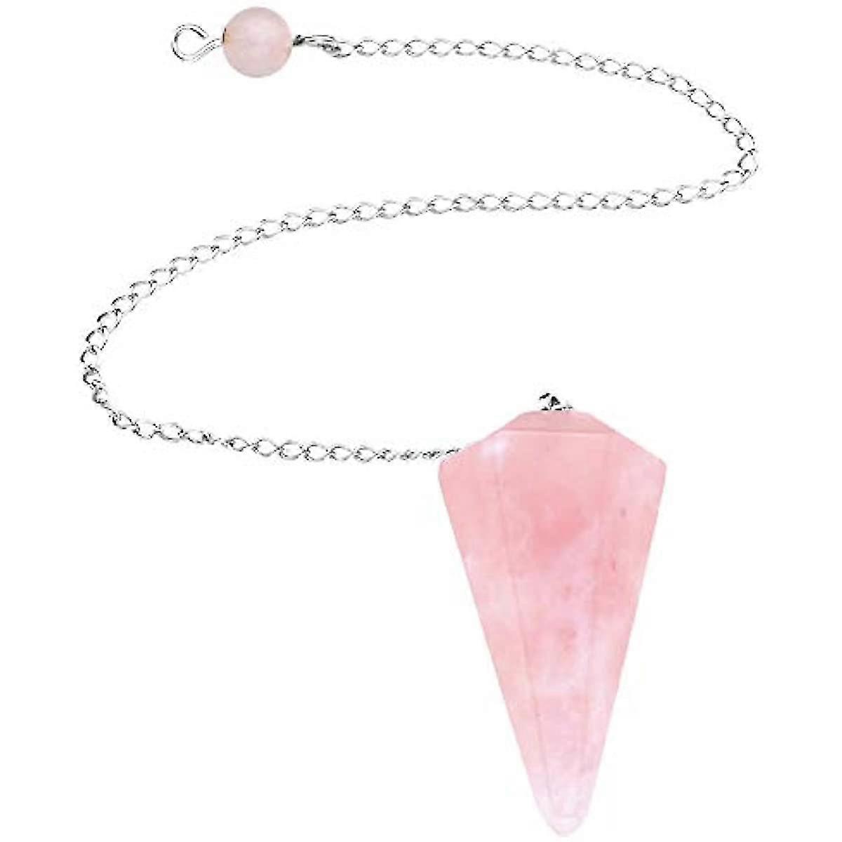 Rose Quartz Gemstone Crystal Pendulum - Dowsing Scrying Healing med presentpåse