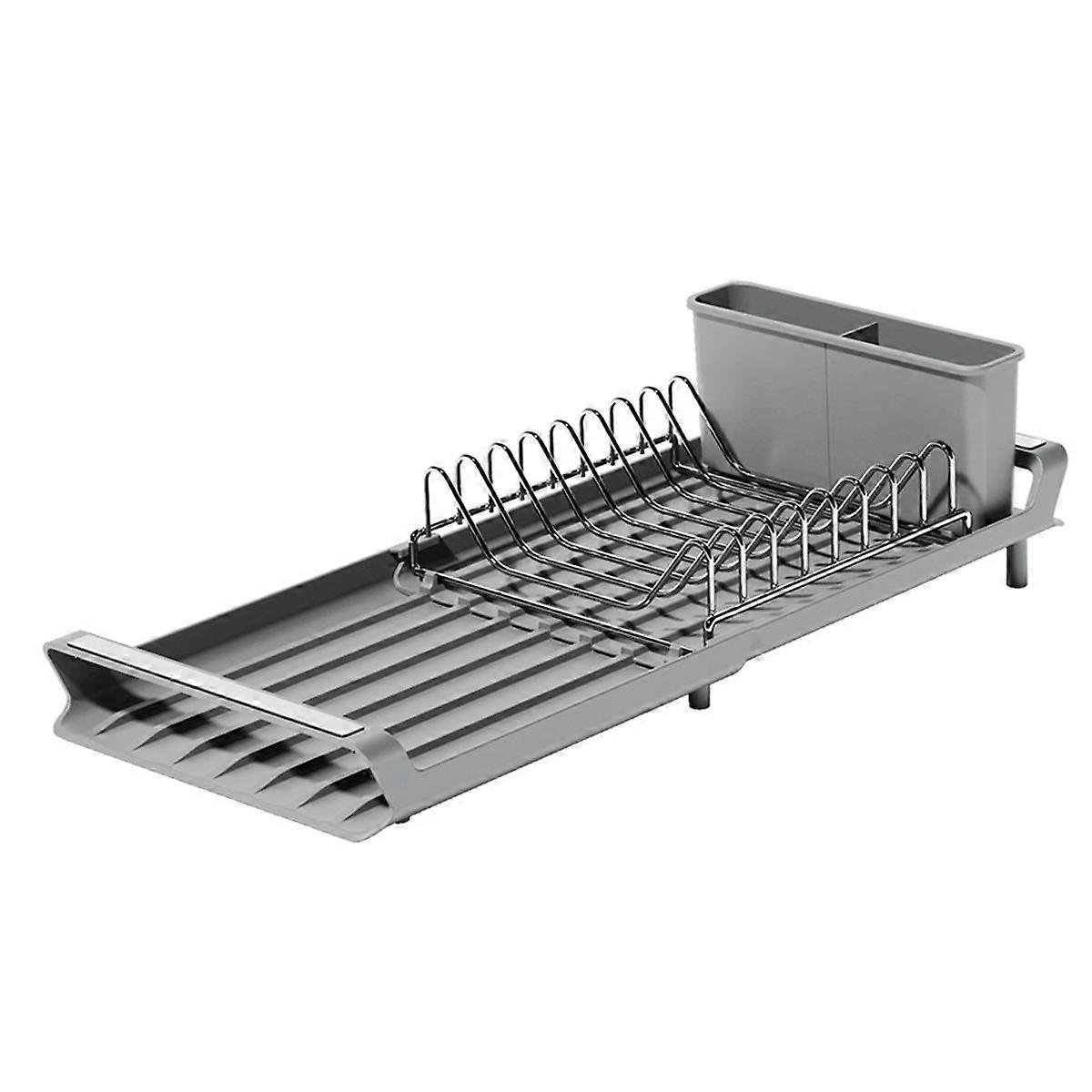 Extendable Dish Drying Rack with Draining Tray, Draining Storage Rack for Tableware Sink, Includes