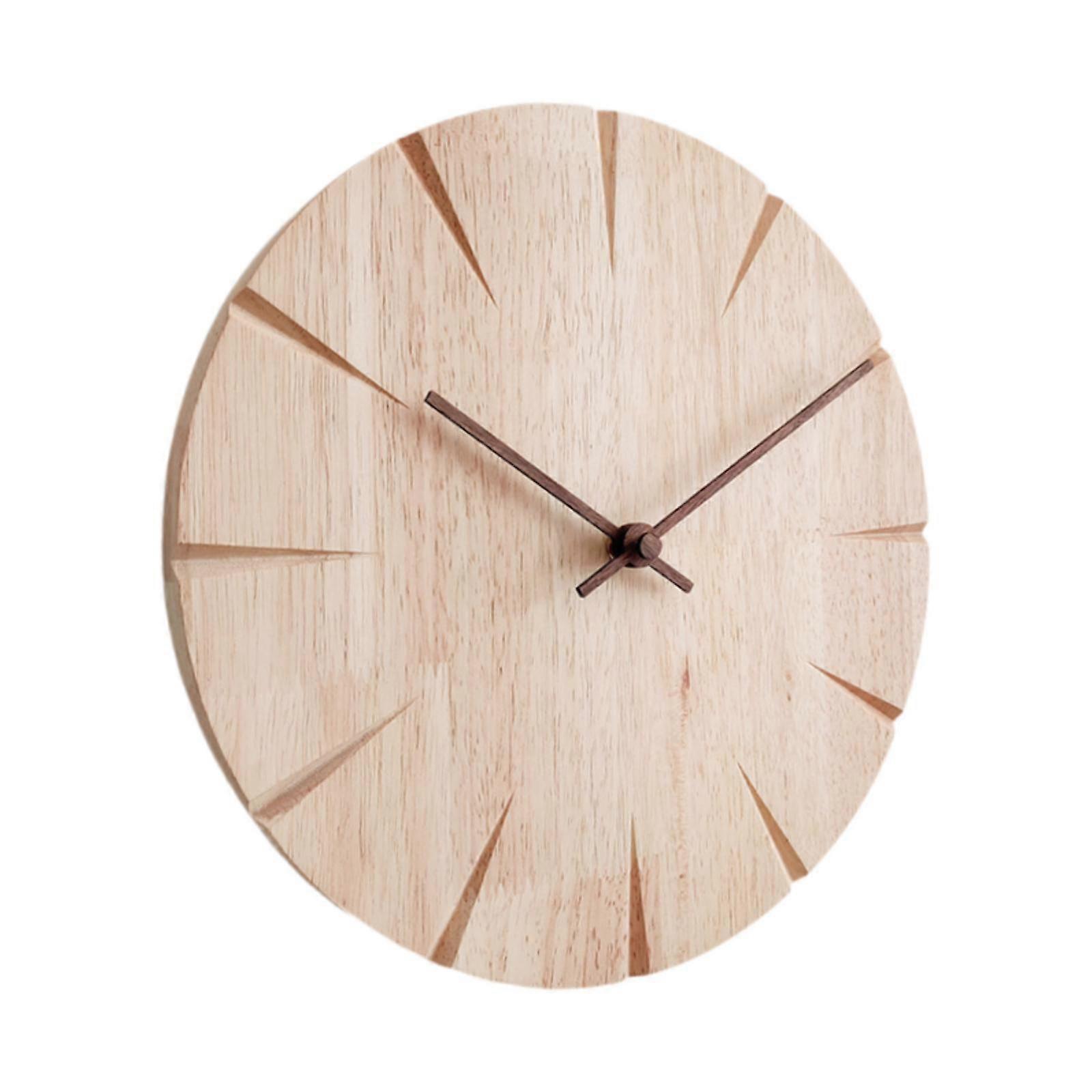 Solid Wood Wall Clock Round Silent for Kitchen Restaurant Living Room