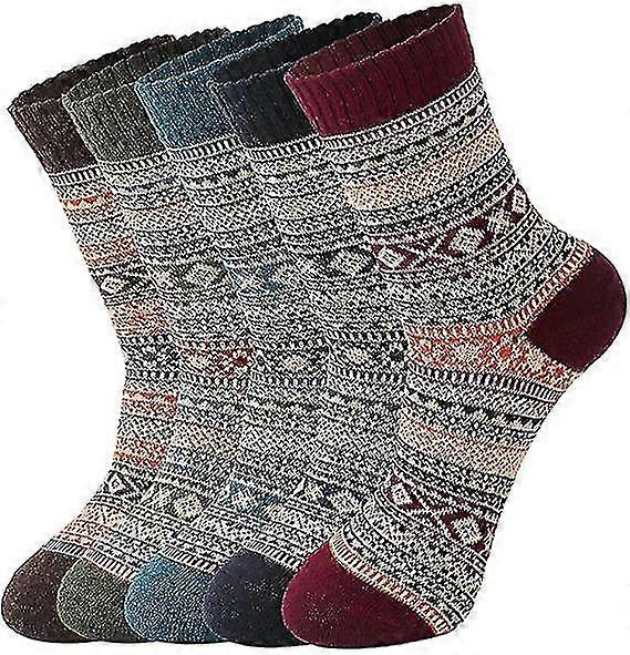 5 Pack Womens Winter Warm Thick Knit Wool Socks