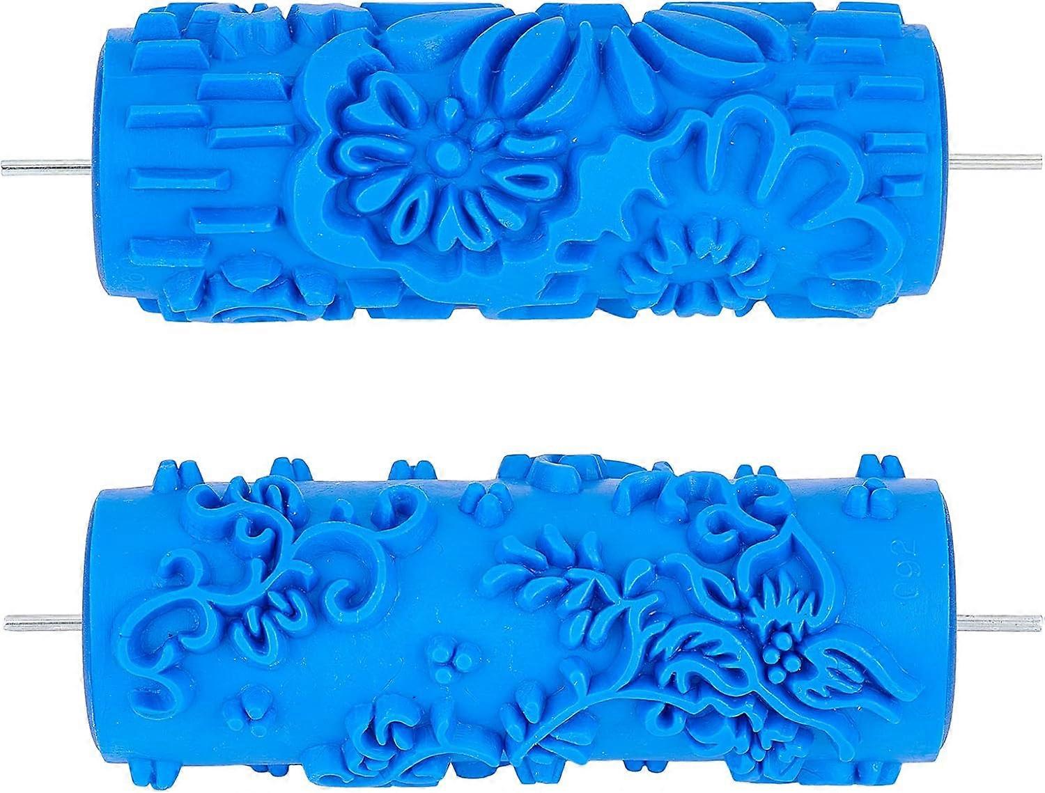 2Styles 7.5"/190mm Patterned Paint Roller Decorative Rubber Roller Textured Rubber Rollers Wall Texture Stencil Brush for Furniture Wall Ceiling Cabin