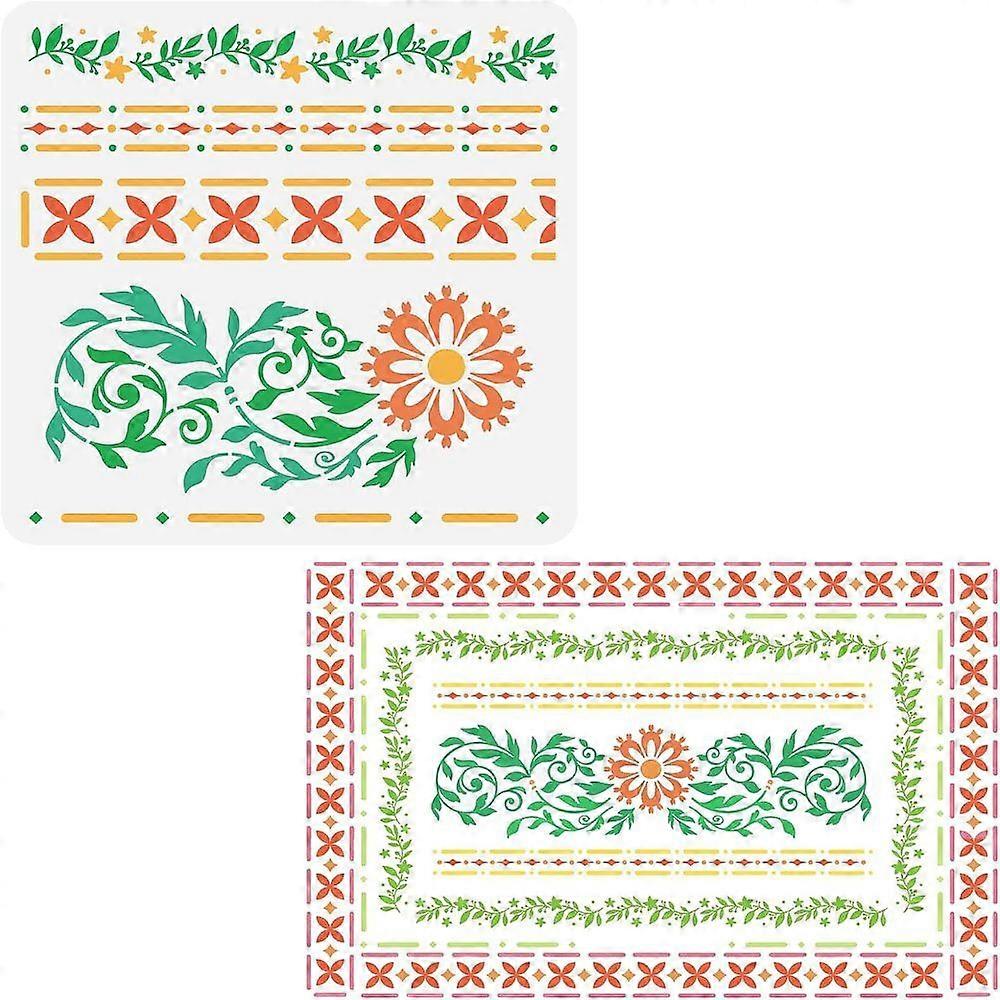 1pc Indian Inlay Stencil 11.8x11.8 inch Daisy Branch Stencils Template Plastic Flower Lace Stencils for Painting Template Large Reusable Stencils for