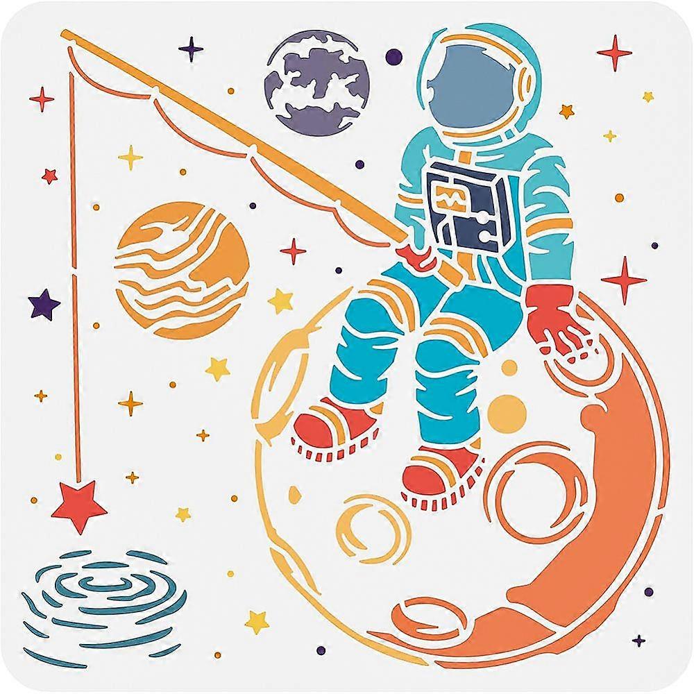 PET Hollow Out Drawing Painting Stencils for DIY Scrapbook Photo Album Space Theme Pattern 30x30cm
