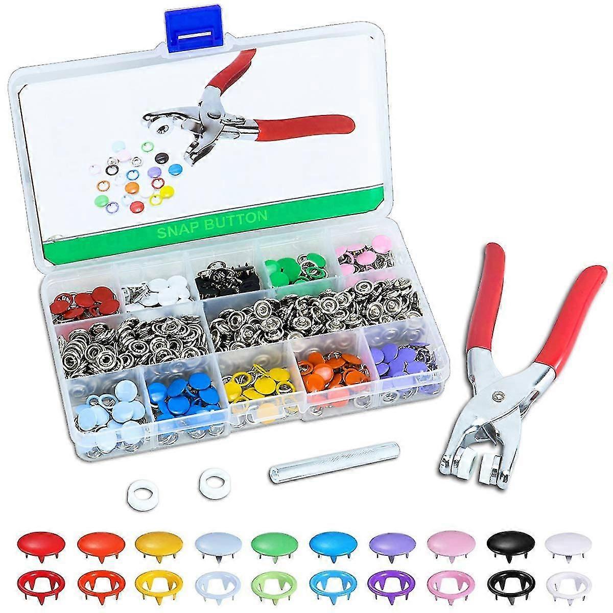 Snap Fasteners, Snap Fastener Set With Pliers 200 Sets Snap Fasteners Metal, 10 Colors Sewing Accessories Buttons Buttons For Sewing On Tools Snaps Fo