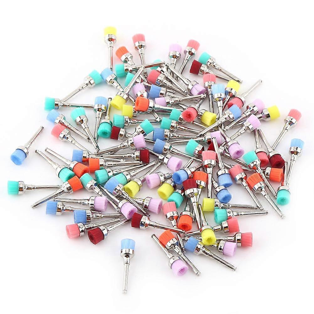 100pcs Mixed Color Nylon Flat Polishing Polisher Brushes Dental Use Disposable