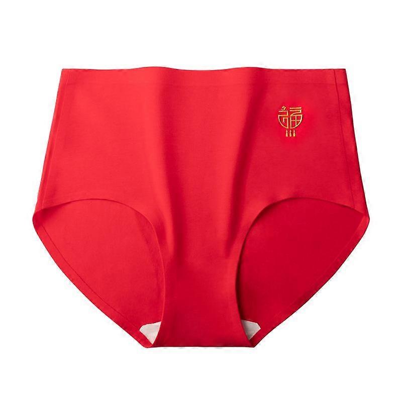 Traceless One Piece Mulberry Silk Antibacterial Women's Underwear Long Staple Cotton Red Triangle Pants