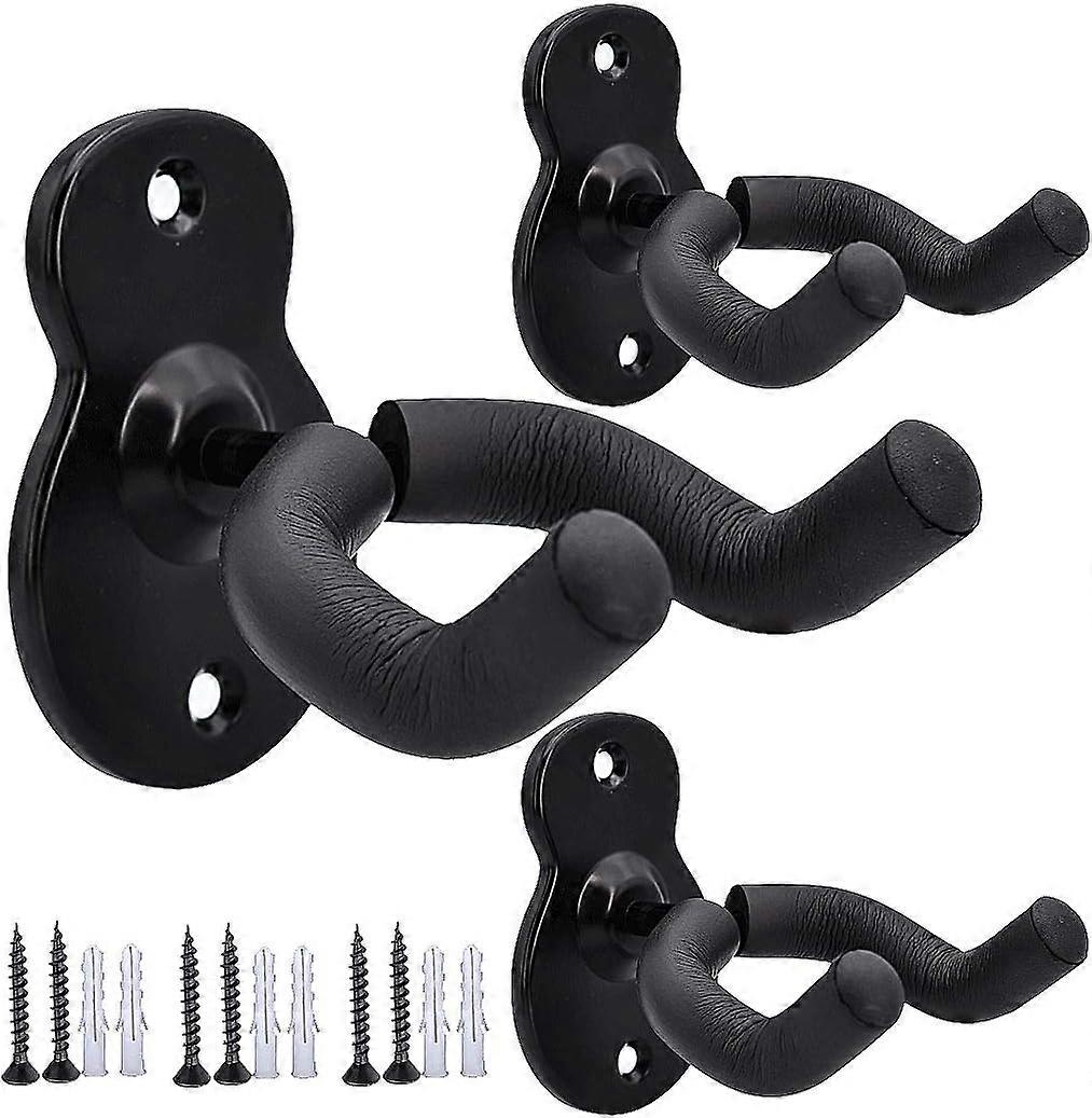 Guitar Wall Mount, 3-Pack Hook Black Metal Guitar Stand