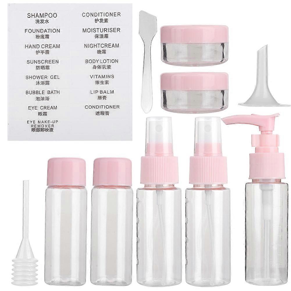 10pcs Clear Makeup Spray Bottle Lotion Empty Container Bottles Travel Set Kit Pink