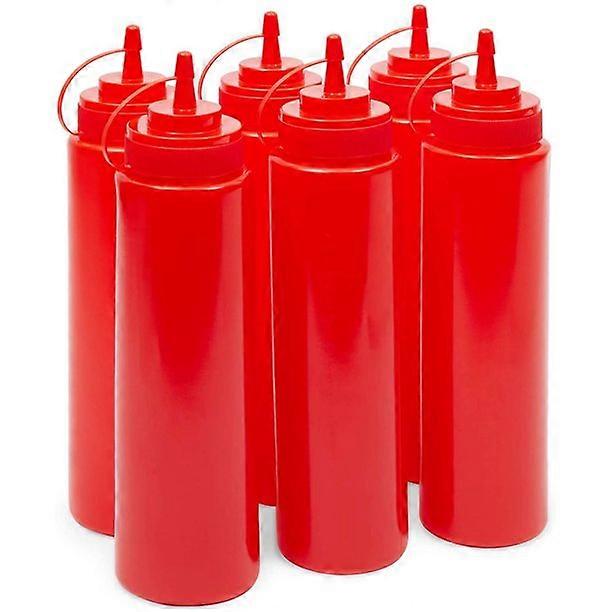6-pack plastic condiment squeeze bottles with caps