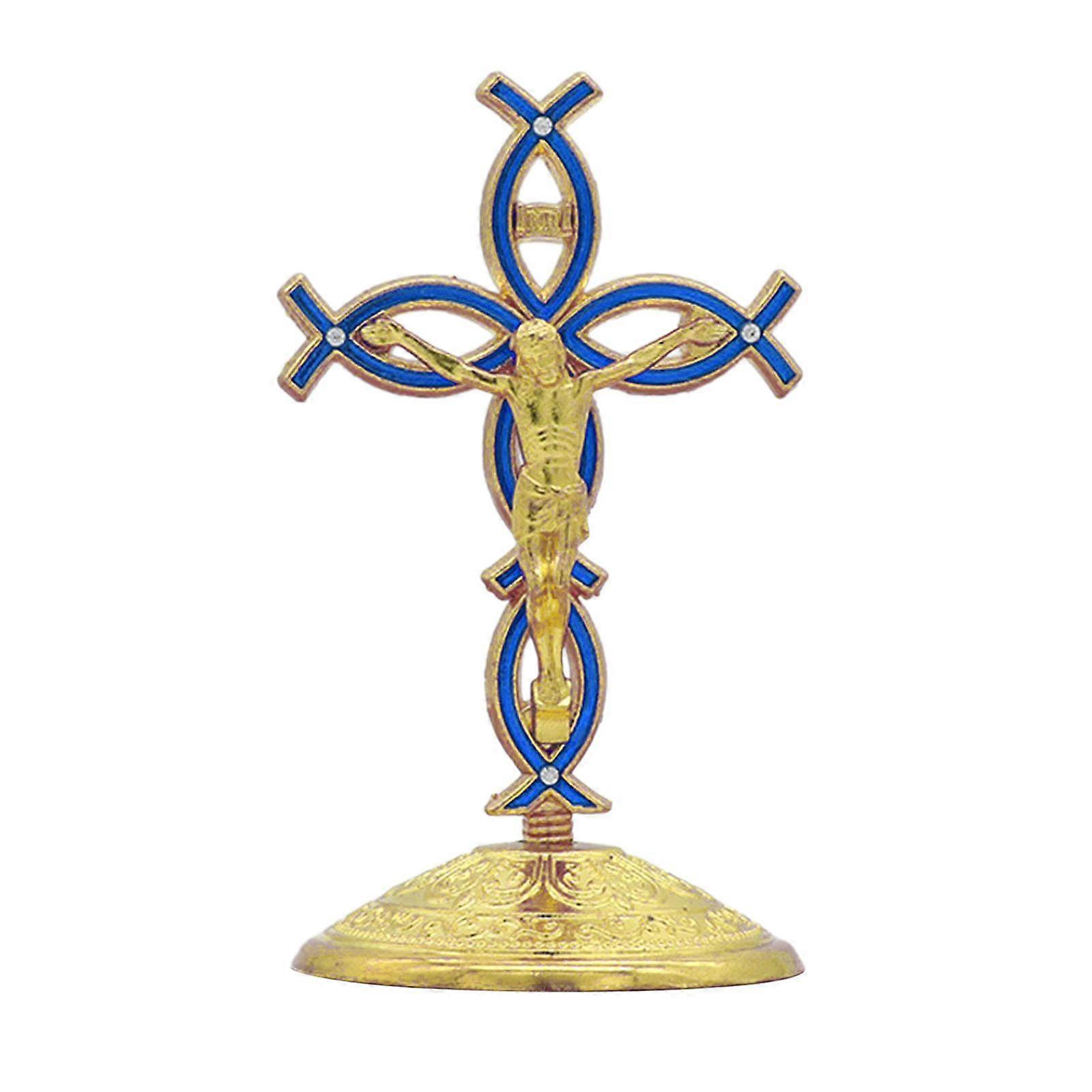 Standing Cross Figurine Tabletop Ornament Christian Cross Statue Religious