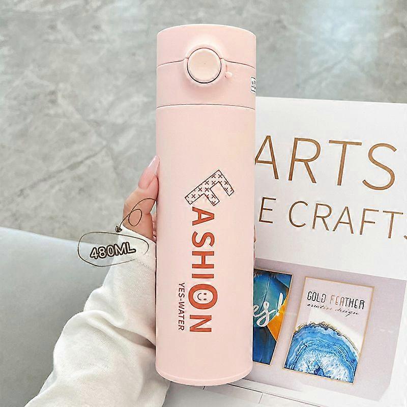 16oz/480Ml Stainless Steel Vacuum Insulated Water Bottle,Leakproof,BPA Free-Pink