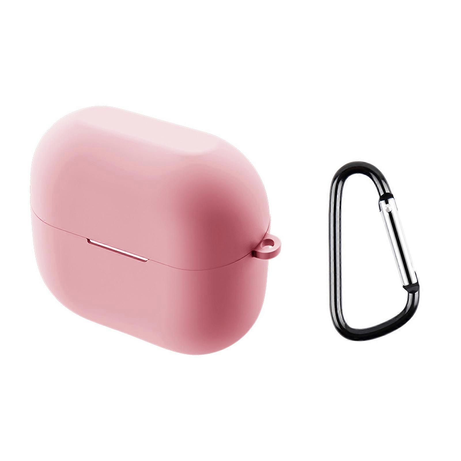Silicone Cover with Carabiner Protective Wireless Charging Headphone Wireless Earphone Accessories for Buds 3 Men Women  Pink