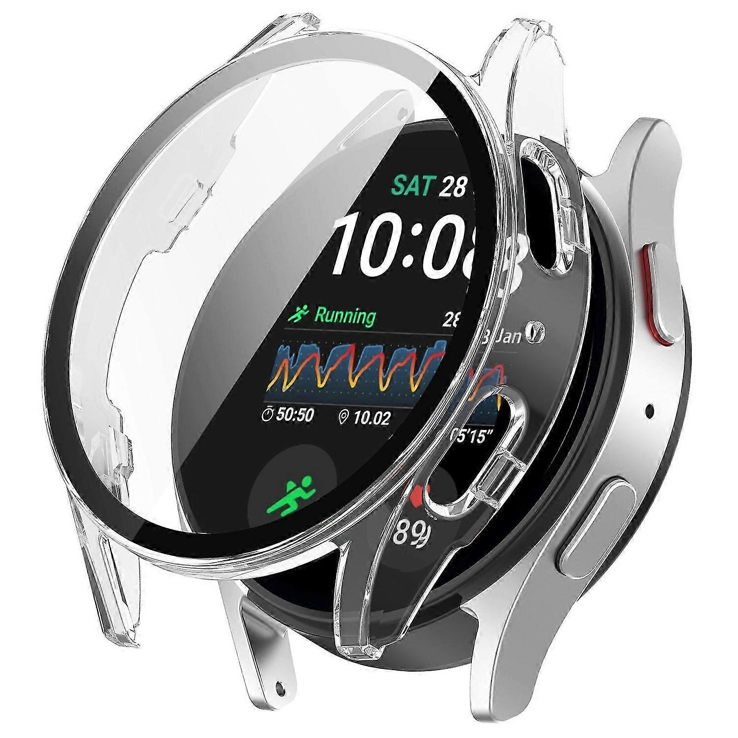 Para Samsung Galaxy Watch7 44mm Capa Protetora Rígida PC com Filme de Vidro Temperado