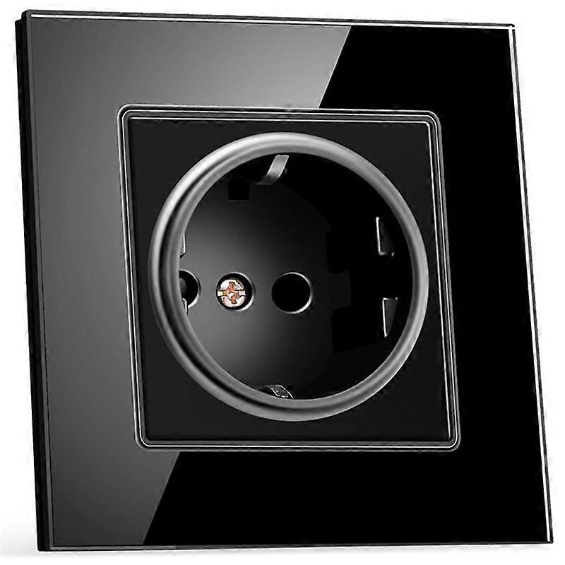 European Wall Power Outlet Socket 110V-250V German Electrical Outlet Socket Glass Panel 86*86mm