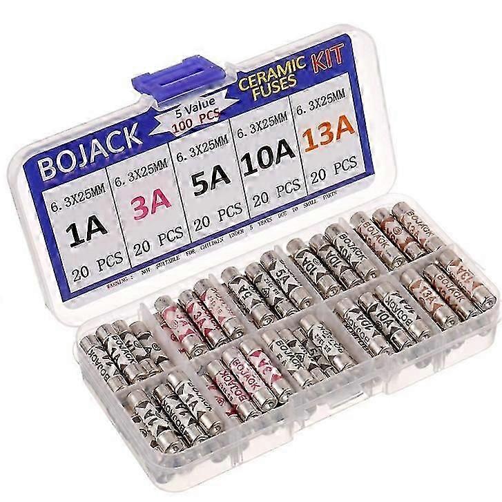 3値100個3.5.13Aアンペア240Vボルト家庭用主電源プラグヒューズ6.3x25mm0.25x1インチBs1362セラミックチューブ