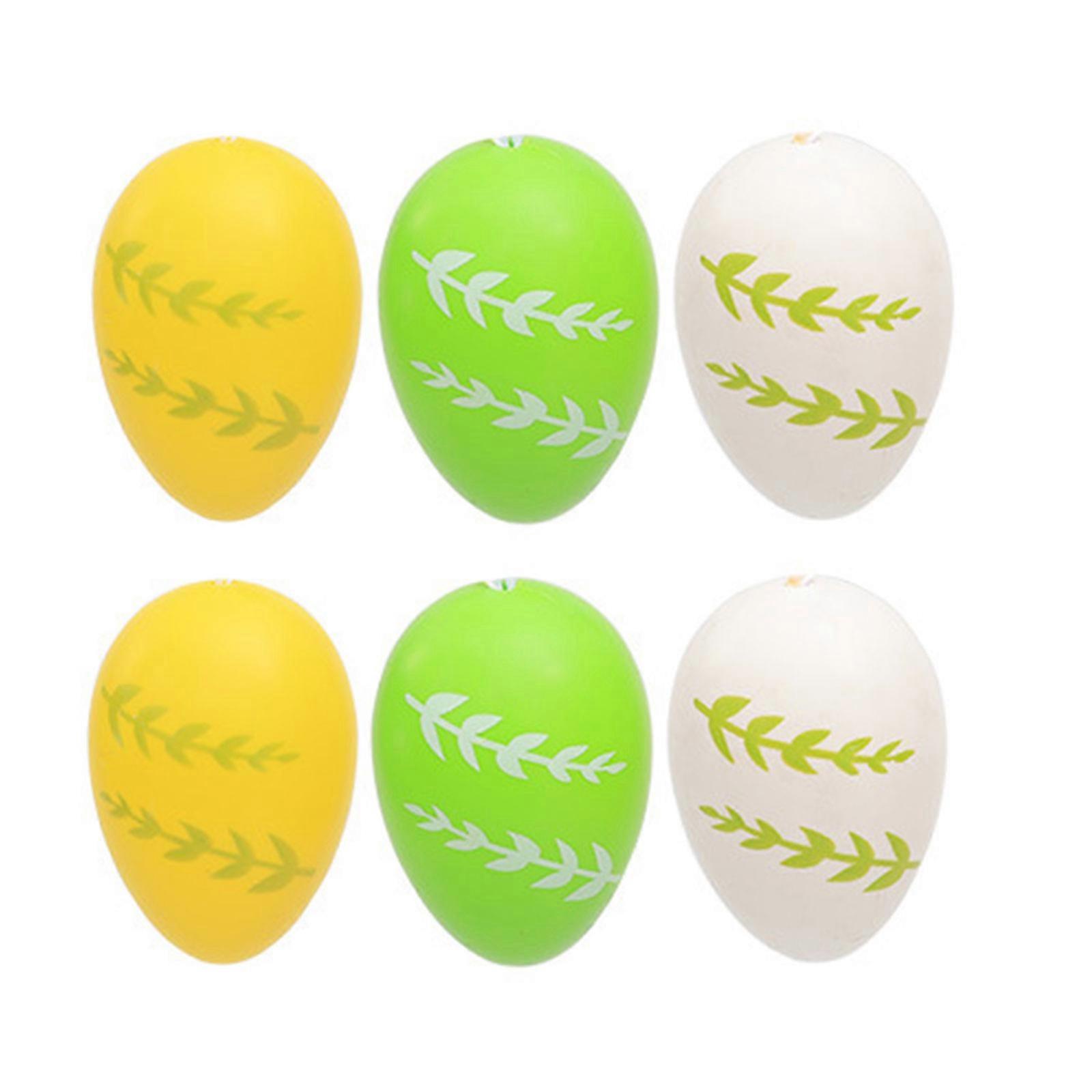 6pcs Plastic Easter Eggs Hanging Ornaments Easter Party Decorations for Spring Party Supplies Table Setting Kids Gift