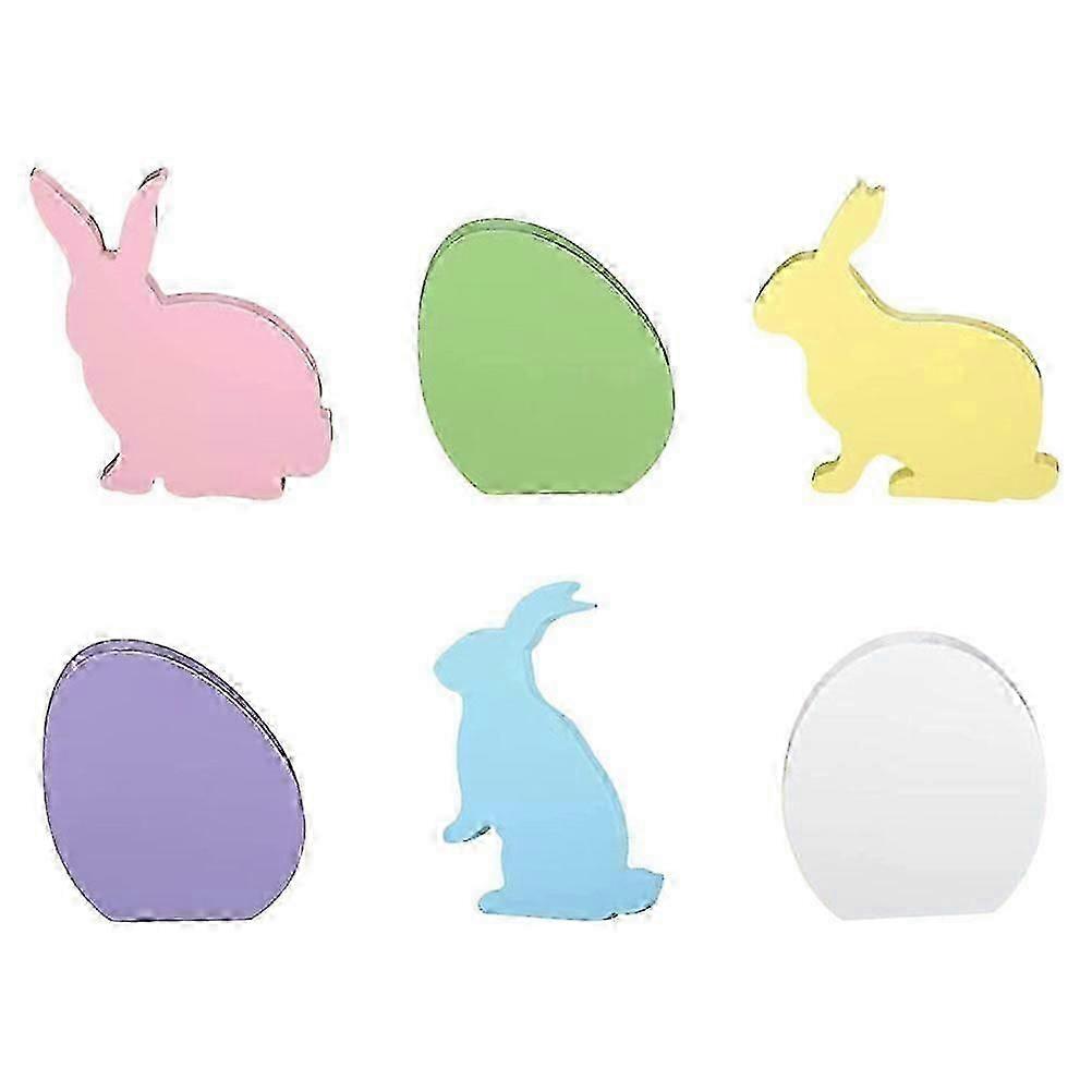 6pcs Easter Decorations Easter Tiered Tray Decoration Easter Decoration Spring Wood Signs