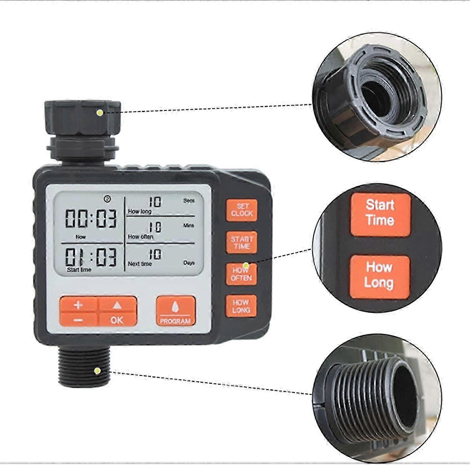 Watering timer - 3/4 for LCD digital sprinkler - Programmable timer - Automatic garden thread - Watering with watertight cover - 011